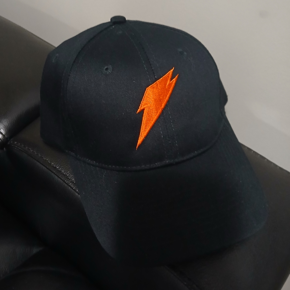Black and Orange Lightning Bolt Cap